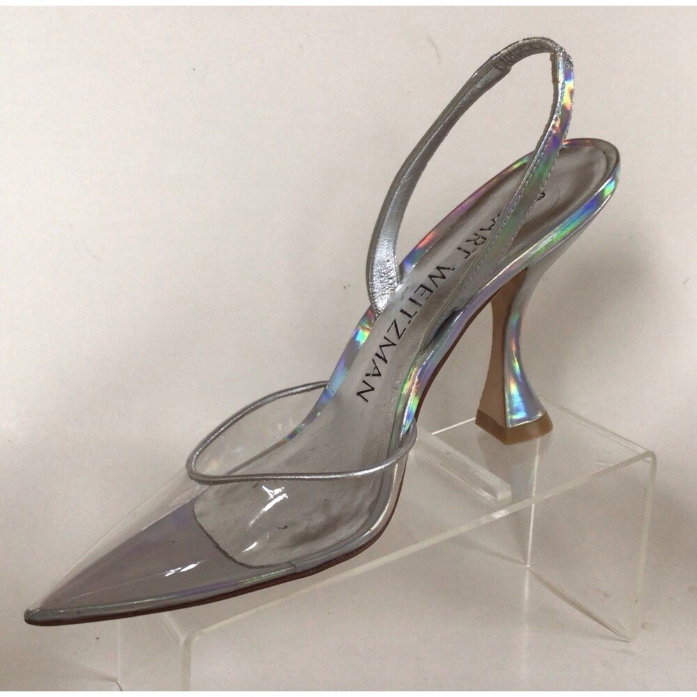 NEW STUART WEITZMAN Xcurve 100 Pointed Toe Clear PVC Slingback Pumps (Size 5.5 B